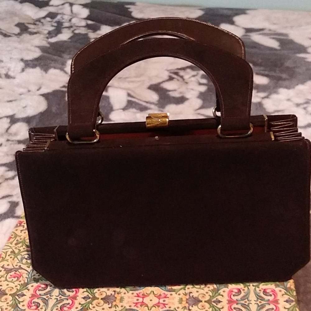 Leather/velvet handbag